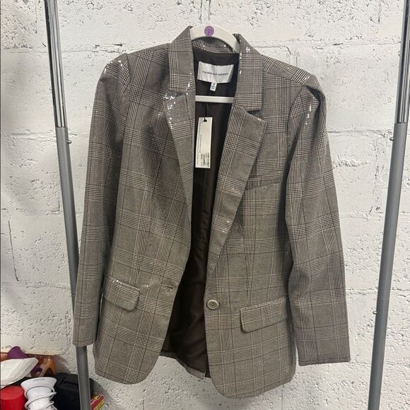 cupcakes & cashmere Jackets & Blazers - cupcakes & cashmere Brown Plaid Sequin Blazer - NWT Size Small